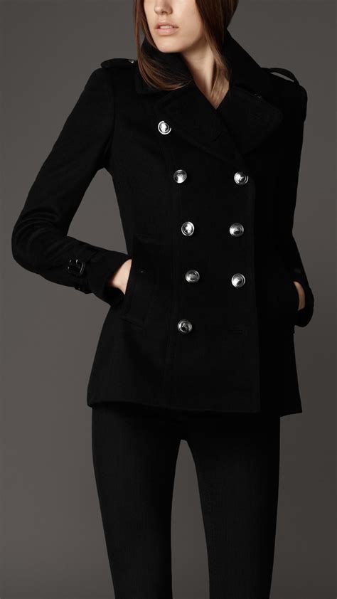 black burberry womens pea coat bell sleeves|Burberry Bell Sleeved Wool And Cashmere Pea Coat.